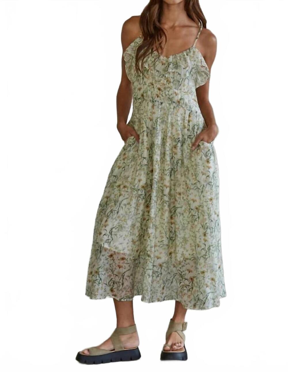 NEW BY TOGETHER women's saria floral midi dress in ivory